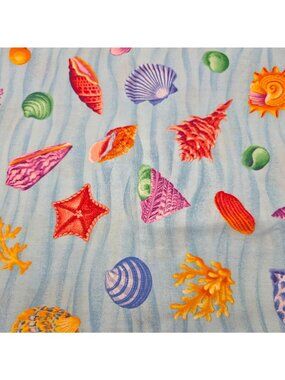 Cranston Collections Seashells Fabric Blue Cotton Quilting Sewing 58 x 44